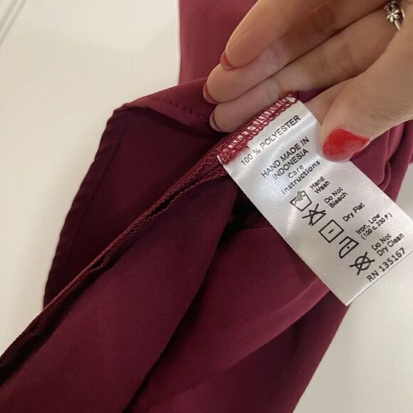 NEW! Motel Rocks roppan slip burgundy tie front mini slip dress size Large - Picture 6 of 7